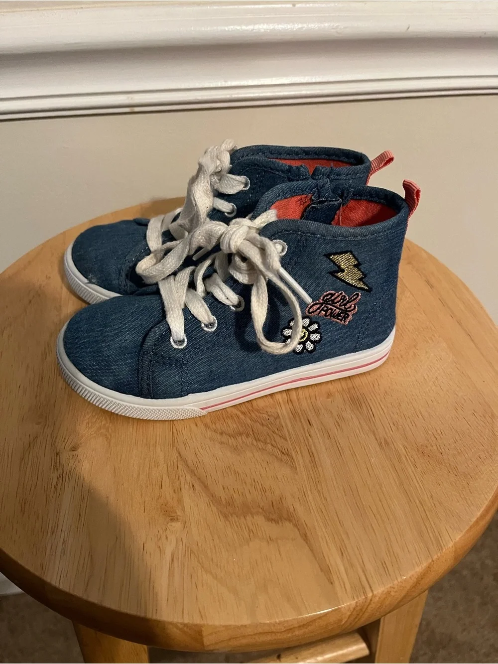 Carter’s Girls Denim Girl Power High Top Sneakers Size 9